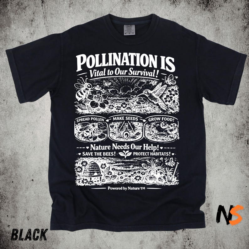 Science Nature - Kaos Vintage Bee Pollination, Kaos Grafis