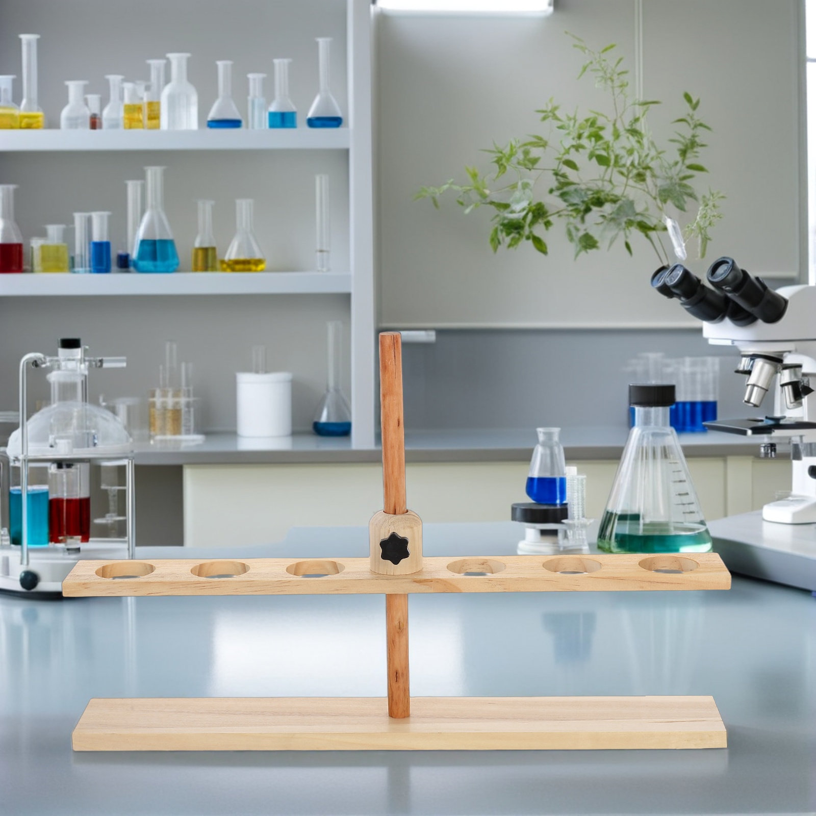 Penyangga Corong Kimia Kayu 6  - Science Experiment ulasan dan harga