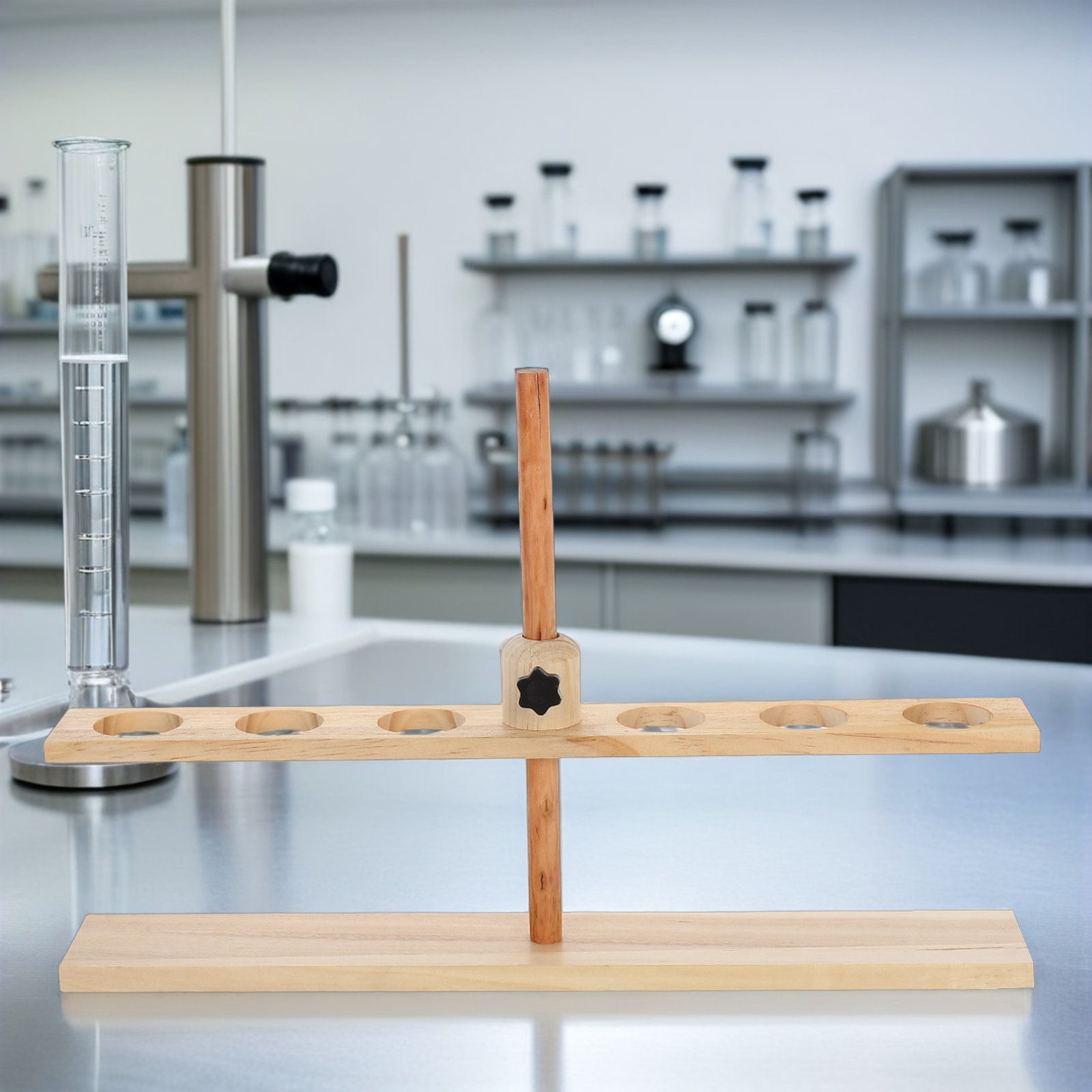 Penyangga Corong Kimia Kayu 6  - Science Experiment ulasan dan harga